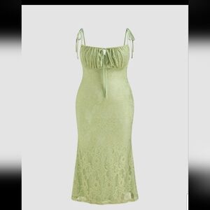 Cider Tie-Shoulder Lace Slip Dress - Light Green